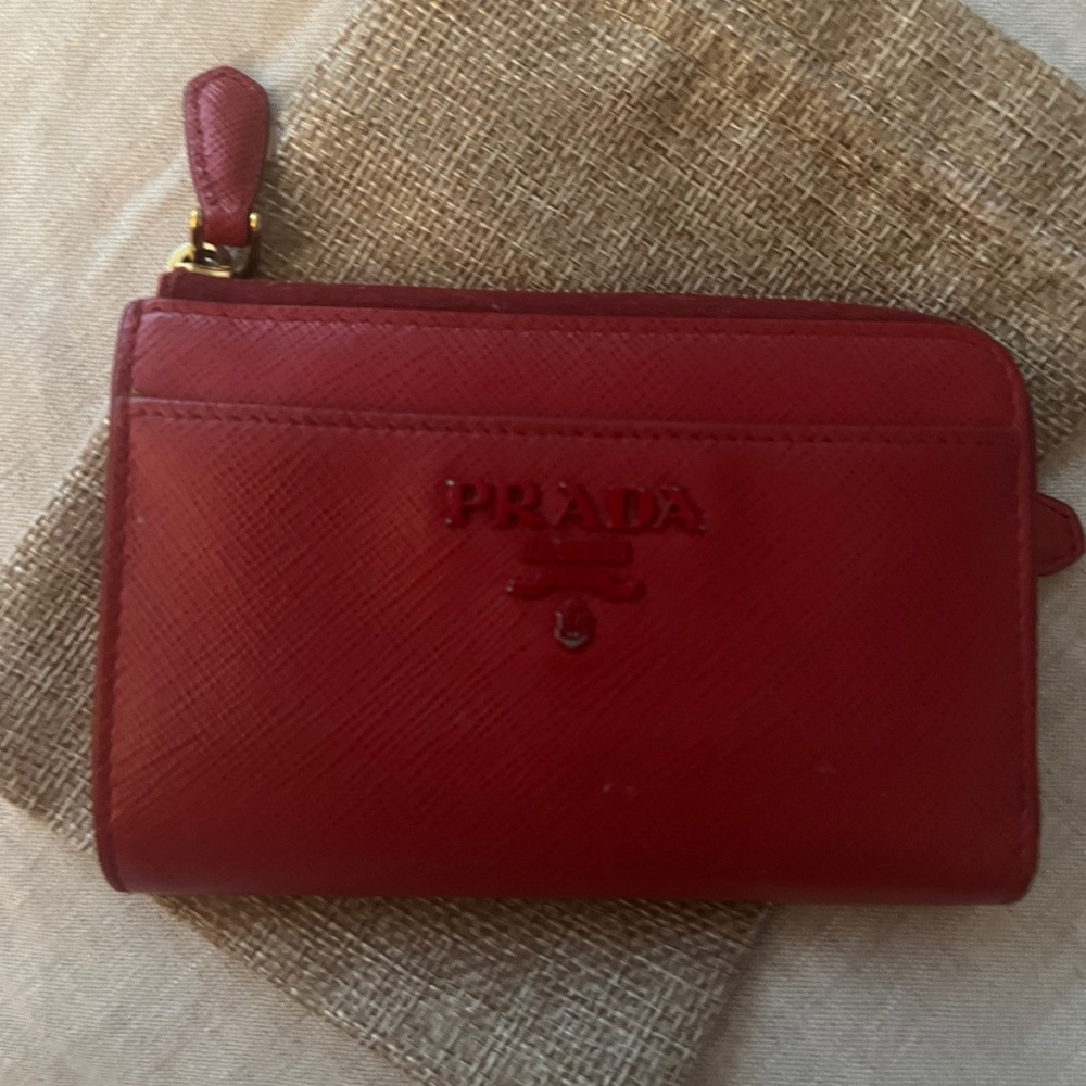 Prada Tessutto Red Leather Wallet